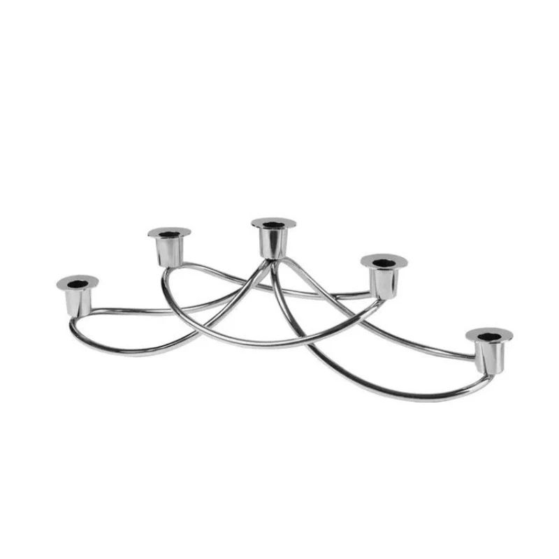 

Modern light luxury stainless steel candlestick ornament, model dining table romantic candlestick ornament