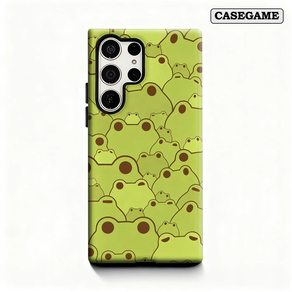 Casegame Handyhülle für Samsung Galaxy S25 S26 Ultra S24 S23 Ultra Plus Stoßfeste Doppelschicht Niedliche Frosch-Silhouette Schutzhülle