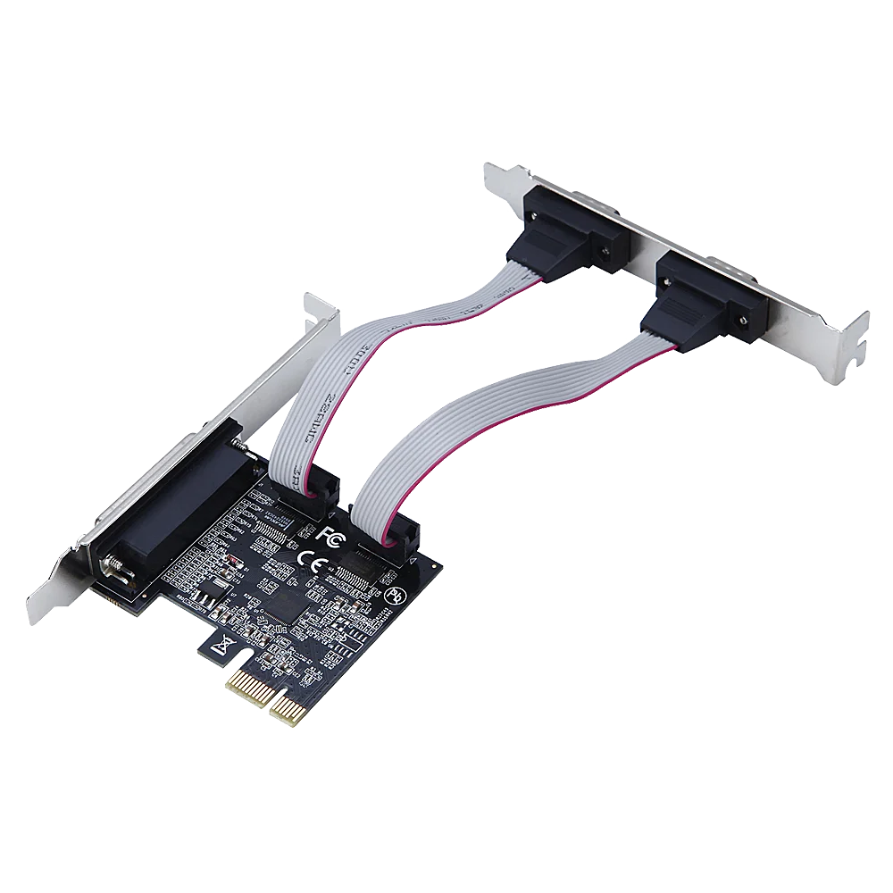 2PCS PCI Express To 2 Serial 1 Parallel Card Computer Adapter Asix99100 RS232 DB9 & DB25