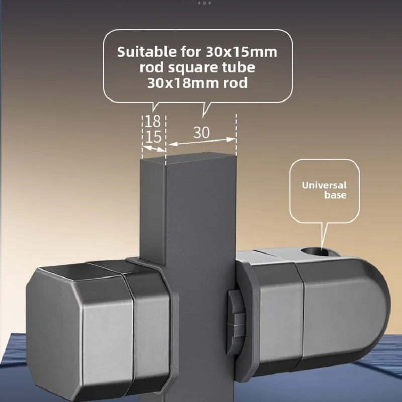 Universal Square Bar Shower Head Bracket - Adjustable Height & Angle, No Drill Bathroom Holder