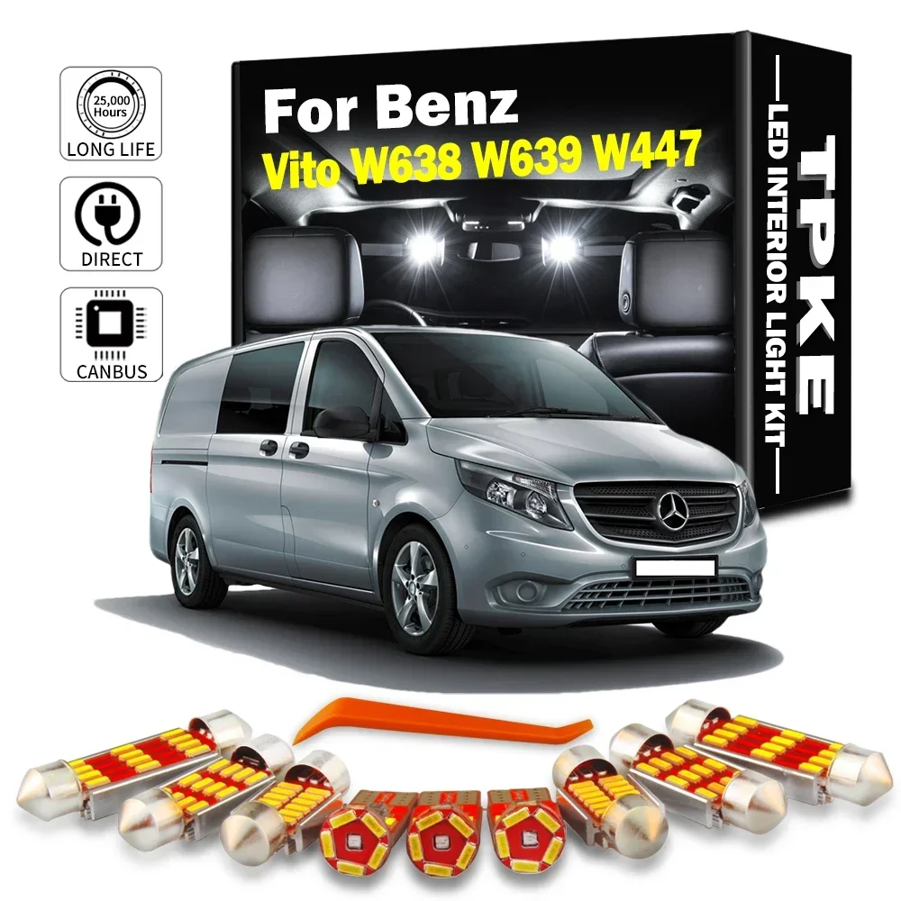 LED Interior Trunk Dome Map Light Kit Sun Visor Bulb For Mercedes Benz MB Viano Vito W638 W639 W447 1996-2018 Car Accessories