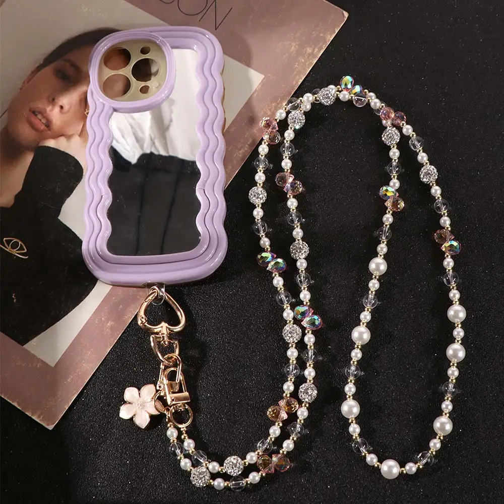 

Цепочка для телефона с бусинами, на шею, через плечо, с защитой от потери, длинная, яркая, разноцветная, для мобильного телефона