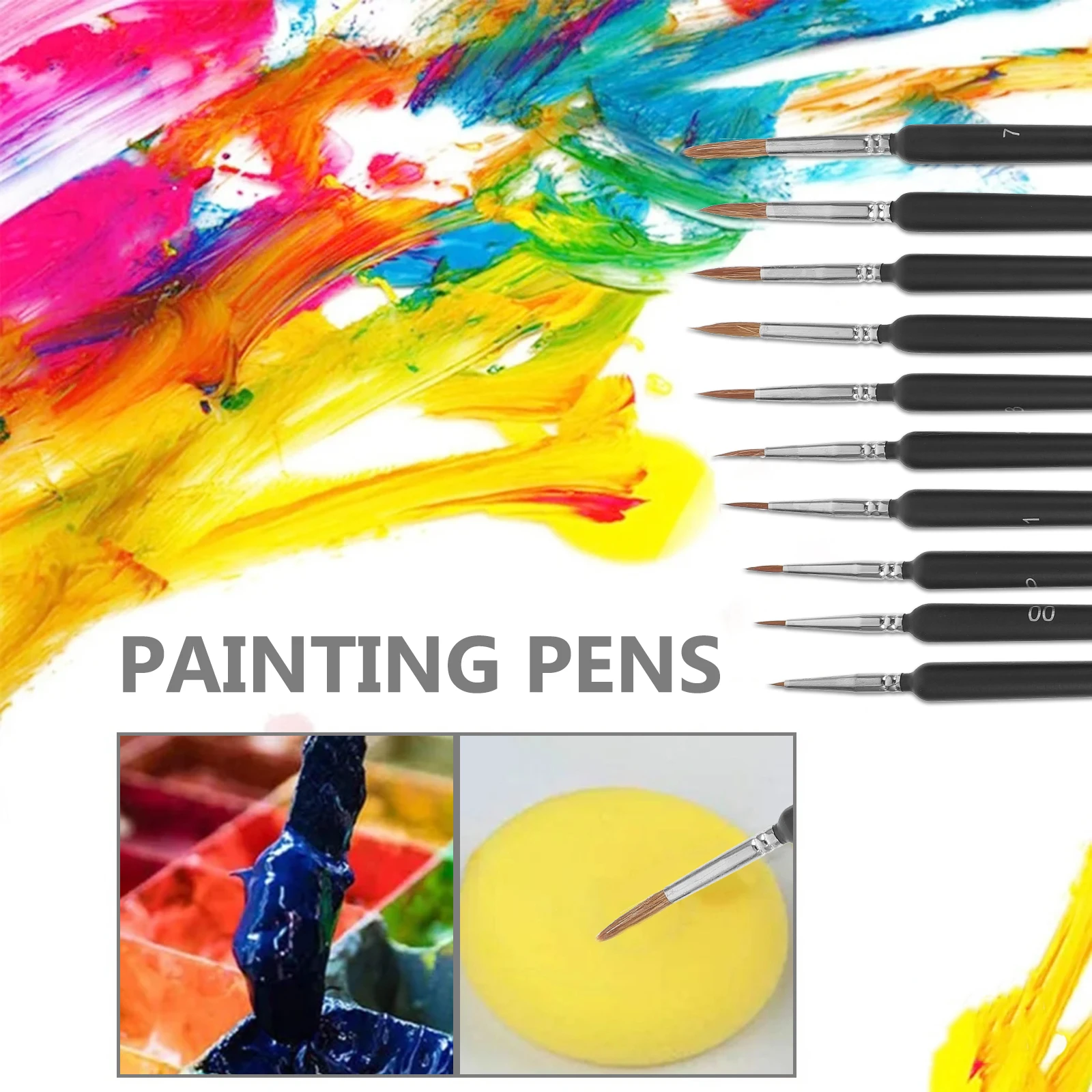 

6Pcs Fine Paint Brush Set Hair Detail Art Brushes 000-3 Sizes for Watercolor Acrylic Oil Painting