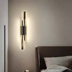 Lámpara de pared de tira larga, luz de lujo creativa para habitación, dormitorio, mesita de noche, simple, moderna, nórdica, sala de estar, TV