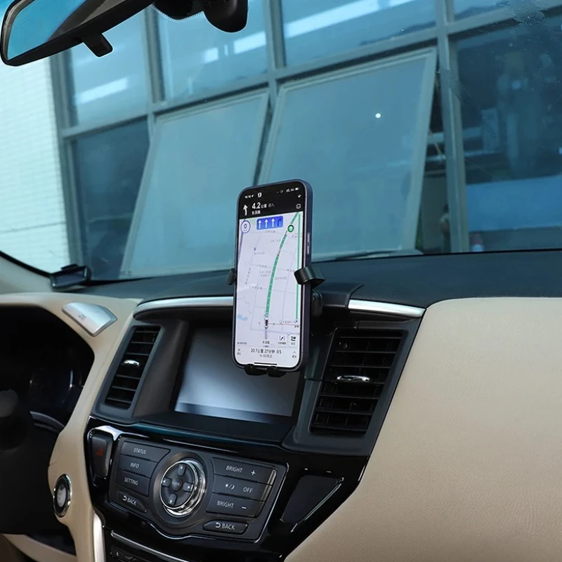 For Nissan Pathfinder 13-18 ABS Black Car Central Control Air Outlet Mobile Phone Holder GPS Navigation Bracket Car Accessories