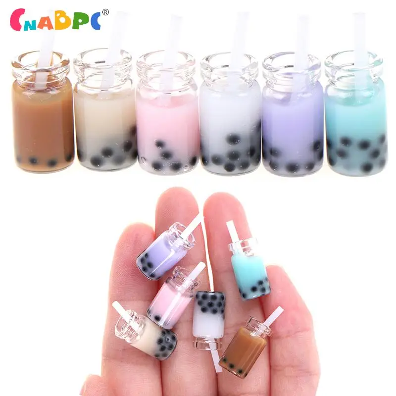 3Pcs Dollhouse Miniature Milk Tea Drinks Pretend Play Doll Food Drink for Dollhouse Kitchen Decor Toy