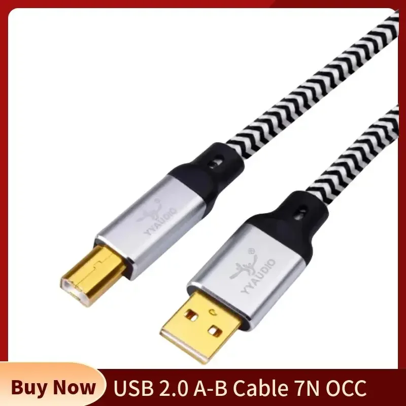 USB 2.0 Cable A To B Type DAC Audio Cables 7N OCC Silver Plated Wire High-end Data Cord Printer Cabo Consumer Electronics