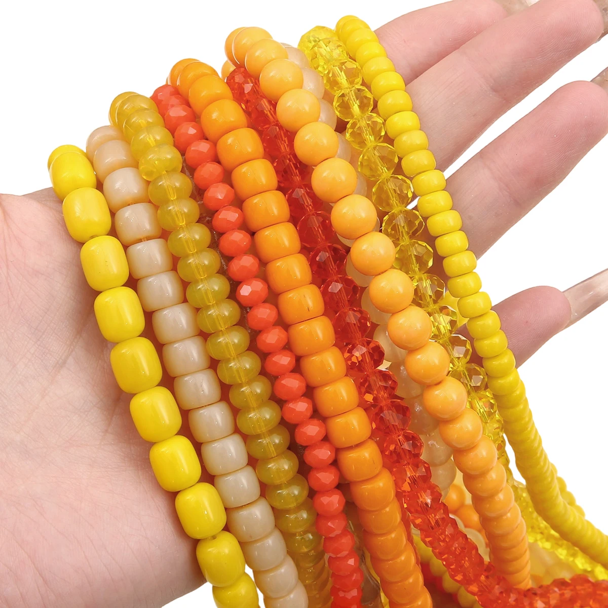 

Glass Solid Color Crystal Wheel Jade Jelly Pearls Porcelain Beads For DIY Jewelry Making Bracelets Necklaces Yellow Series 20pcs