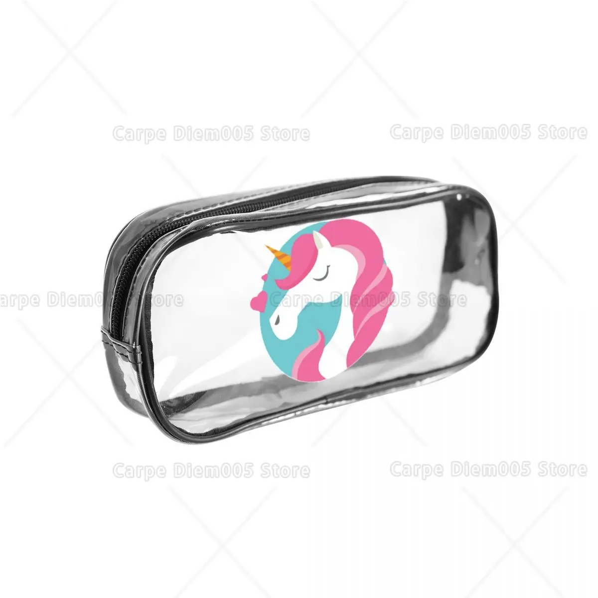 Kawaii Unicorn Pencil Case Adorable Pink Teal Unicorn Design Sturdy Clear Zipper Pouch Ideal Stationery Organizer Magical Gift