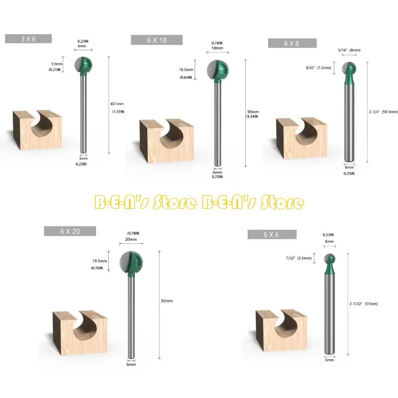 Y1AD Long Handle Ball Nose Milling Cutter Round Nose Router Bit for Accurate Sculpting on Surfaces