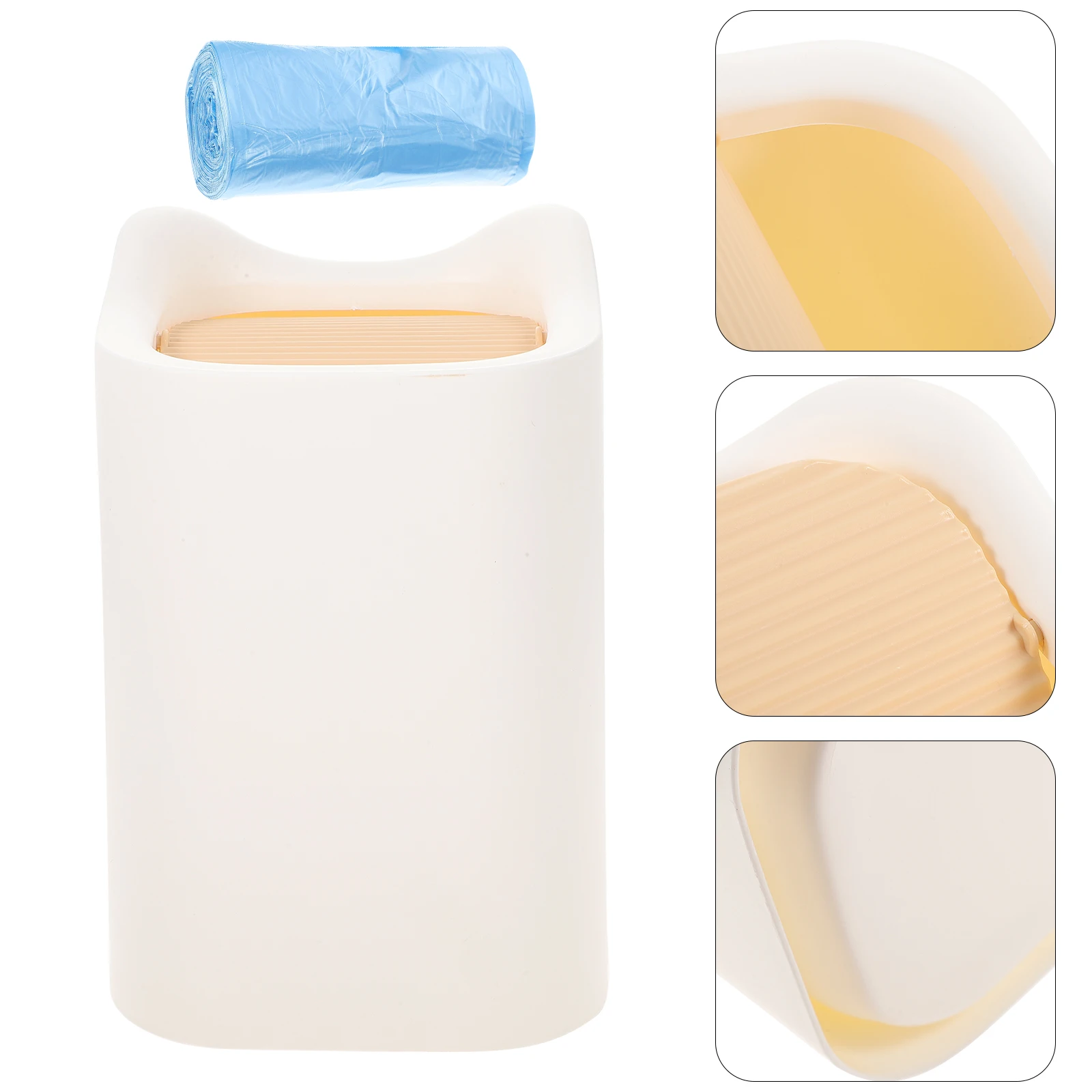 

Creative Lidded Trash Can Stylish Small Garbage Bin Desktop Wastebasket Plastic Compact Size Perfect for Makeup Table Countertop