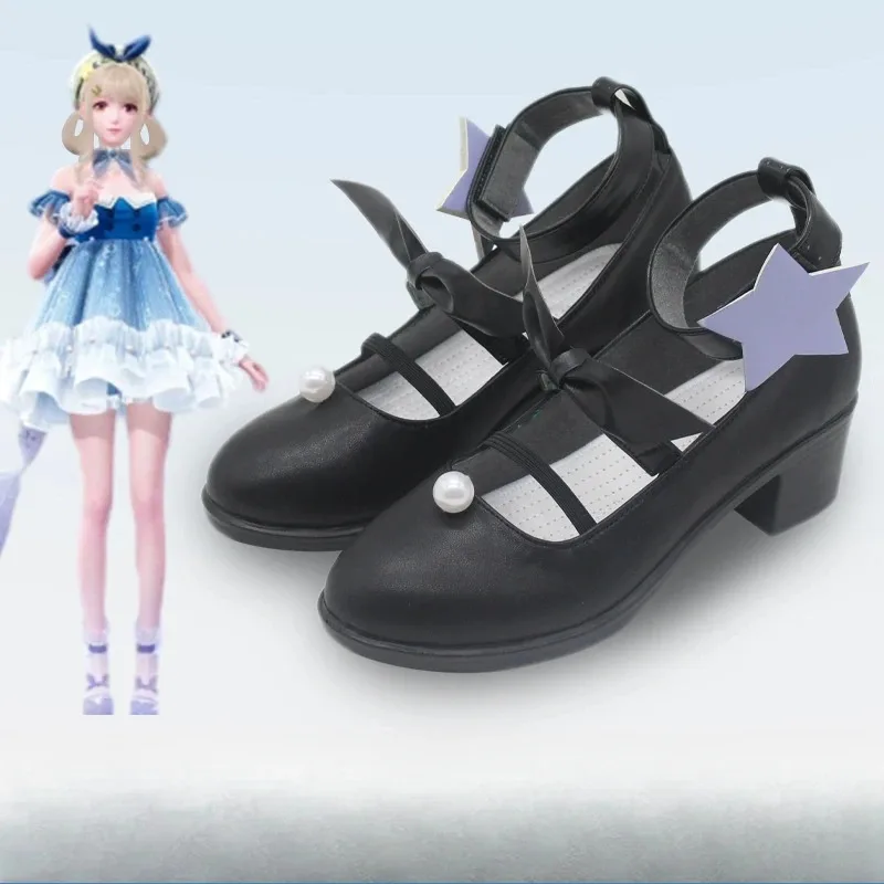 Lqgame infinito nikki sussurrando bolhas espumante viagem cosplay sapatos preto lolita sapatos para festa de halloween mulher meninas customiz