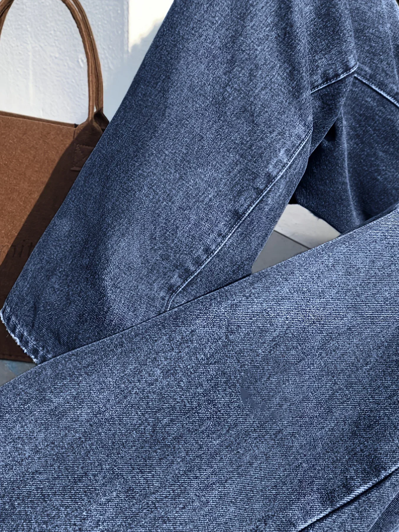 1 Piece American Gradient Wash Baggy Jeans, Dark, Casual Style, All Seasons, Pocket Detailing, Relaxed Fit, Fit for Adults view 5