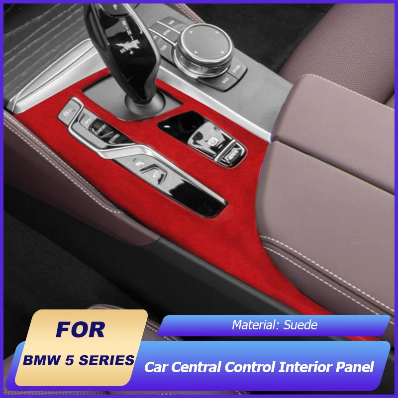 RHD Suede Car Center Consoles Gear Shift Panel Cover Frame Sticker Interior Auto Accessorie for BMW 5 Series G30 530li 2018~2023