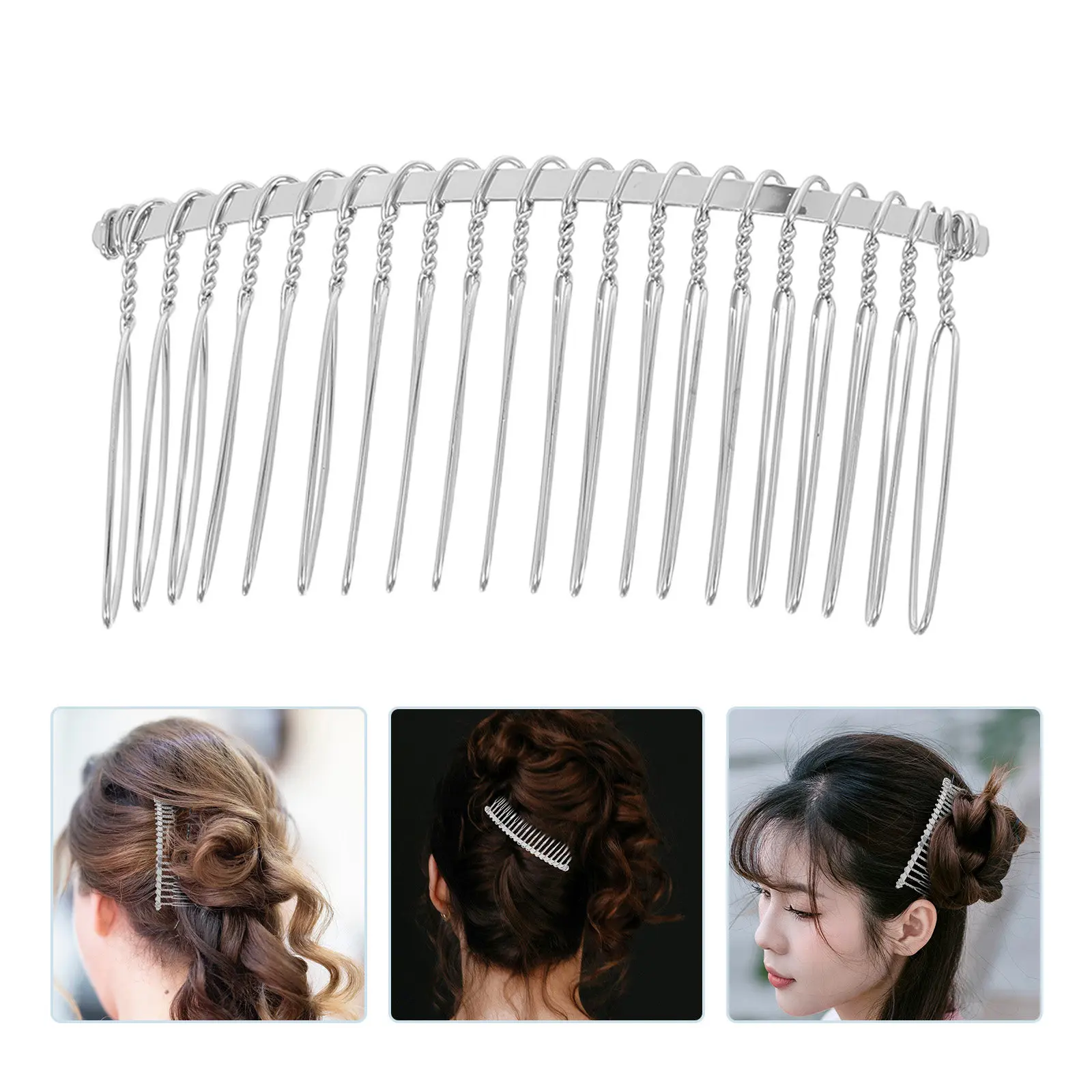 7.8cm Silver Metal Hair Comb 20 Teeth Bridal Veil Comb Wedding Hair Clip DIY Fascinator Headpiece Craft Supply