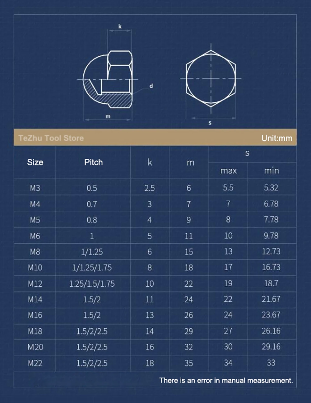 Acorn Cap Nuts 304/316/201 Stainless Steel Metric M3-M24 Dome Head Nut Decorative Cap Blind Nuts Caps Covers Nut