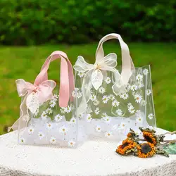 1pcs Transparent Daisy Gift Bag Wedding Favors for Guests PVC Handbag Gift Packaging Distributions Bags Candy Box Party Supplies