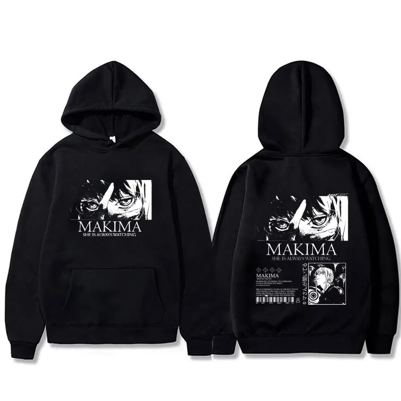 

Anime Chainsaw Man Hoodie Makima She Is Always Watching Hayakawa Aki Graphic Pullover Hoodie Men's Women's Oversized Sweatshirt