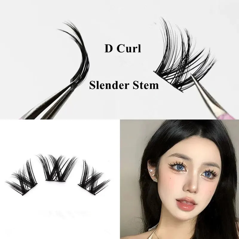 288 Clusters Thick W-shaped False Eyelash Reusable DIY Segmented Long Dense Lash Extension Enlarge Anime Eyes Beauty Tool12-14mm