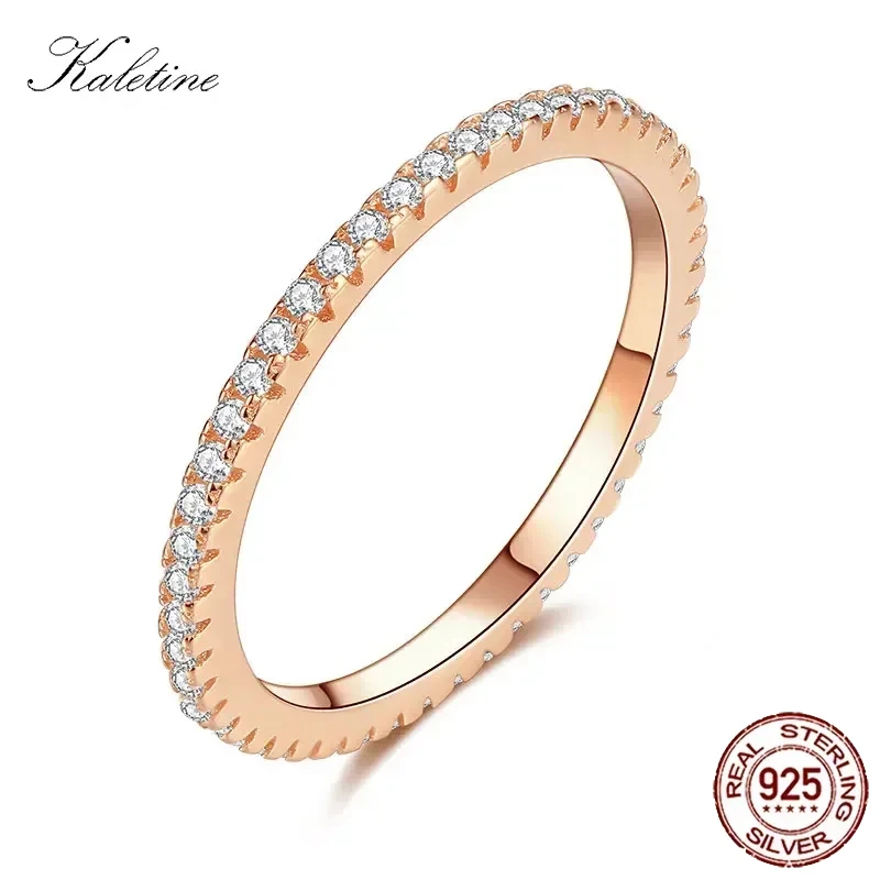 KALETINE Luxusmarke 925 Sterling Silber Ringe für Frauen Verlobungsring Schwarz Roségold Schmuck Jahrestag Großhandel Viele Masse