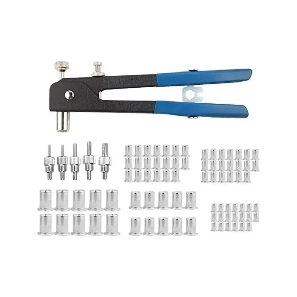 Nut Rive Tool M3-M8 Aluminum Rivnut Nutsert Riveting Woodworking Tools Set Home Tool New 86 Pcs Hand Riveter Nut Rivet Gun Kit