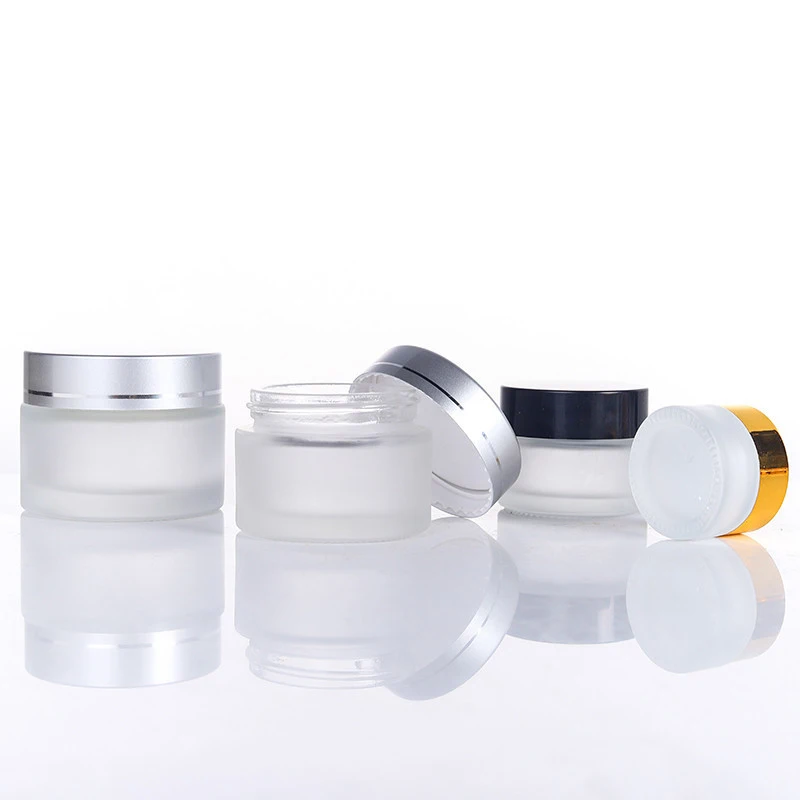 

5Pcs 5g 10g 20g 30g 50g Empty Round Frosted Glass Cosmetic Jars With Lid Container Sample Pot For Makeup Lip Balm Lotions Creams