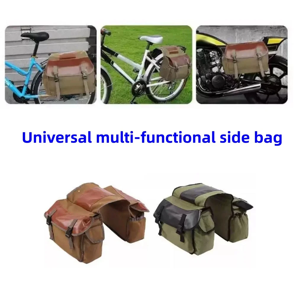Popular outdoor bicycle rear seat pannier, electric bike and motorcycle side bag, universal double-sided hanging bag, canvas bag