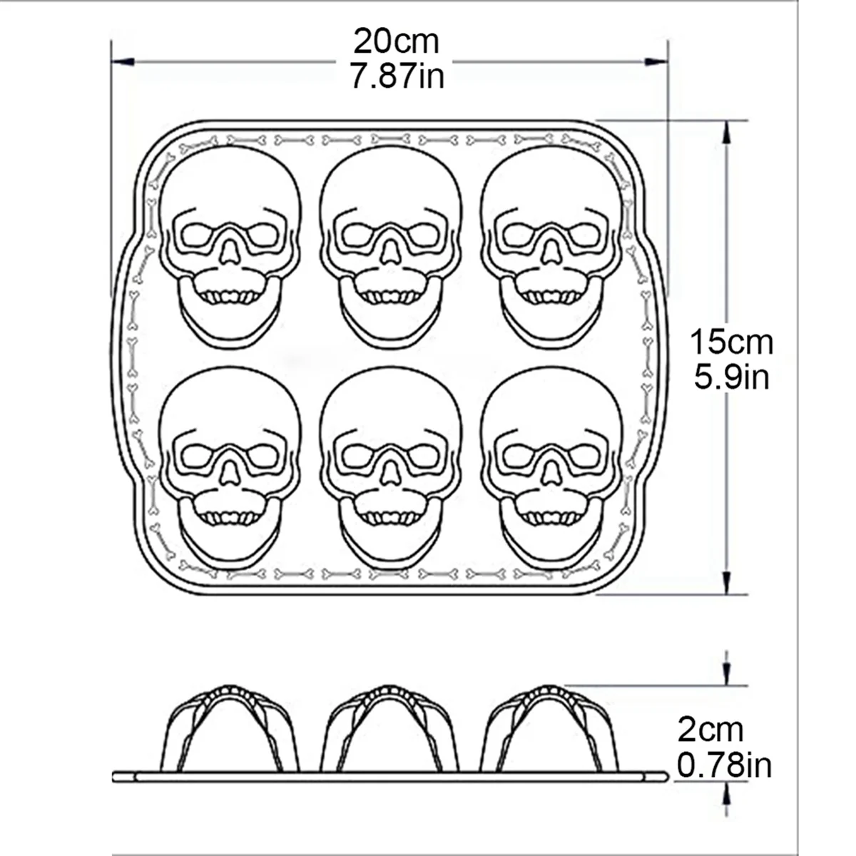 ウェア-ハロウィーンの耐熱皿、お化けの頭蓋骨、ケーキパン、ブロンズ