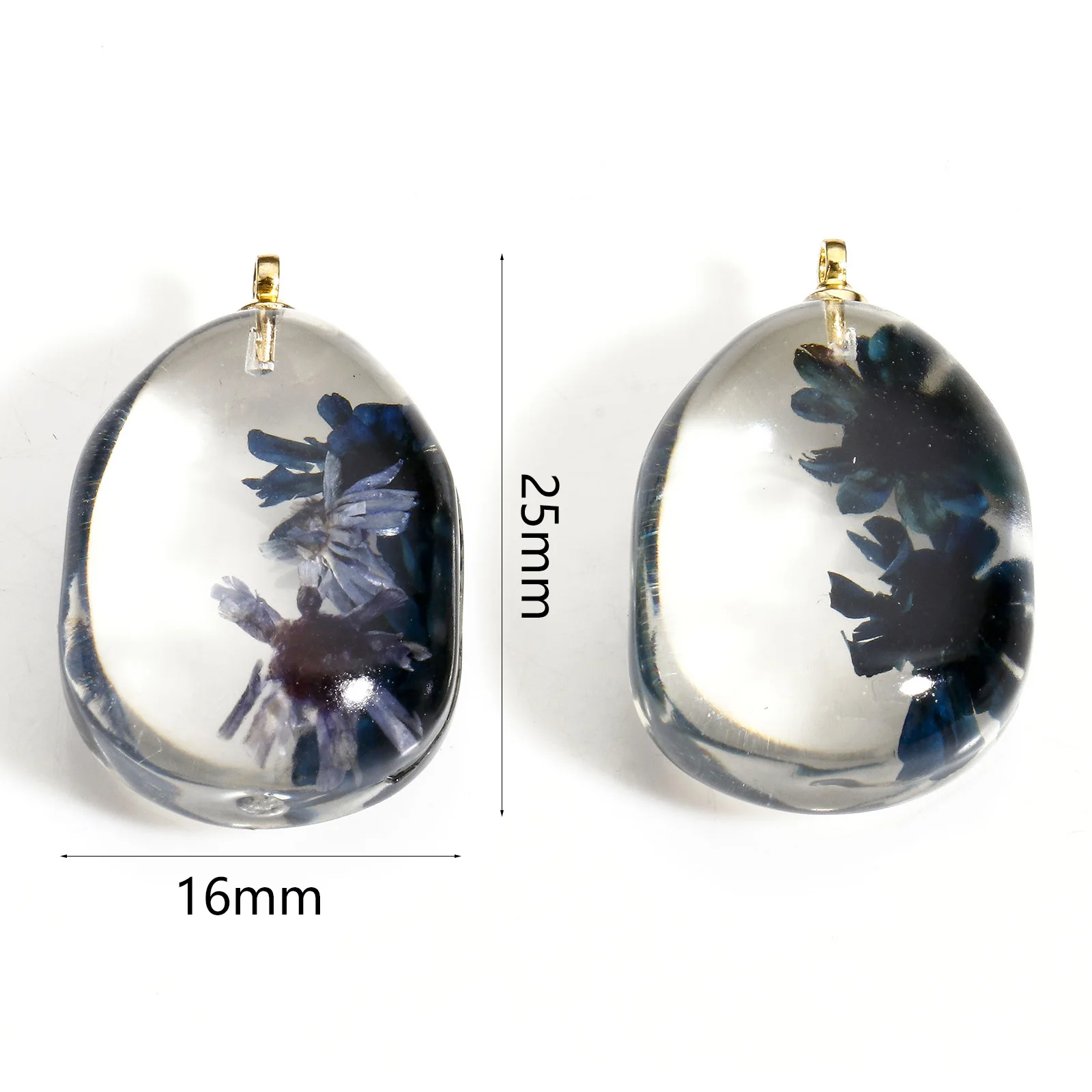 2PCs Resin Real Dried Flower Charms Drop Shape Gule Daisy Flower Pendants For Jewelry Making Handmade Necklace Supplies 25x16mm