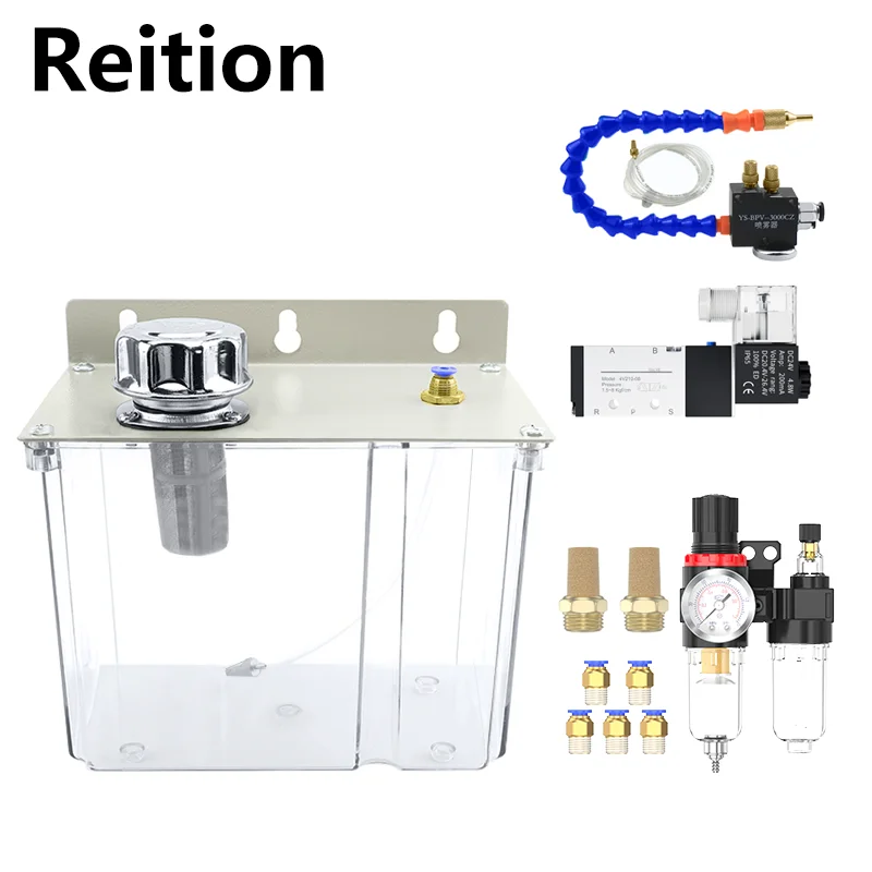 

CNC Machine Tool Pneumatic Sprayer Water Pipe Oil Pump Lubrication System Low Pressure Water Spray Transparent 3L Oil Tank