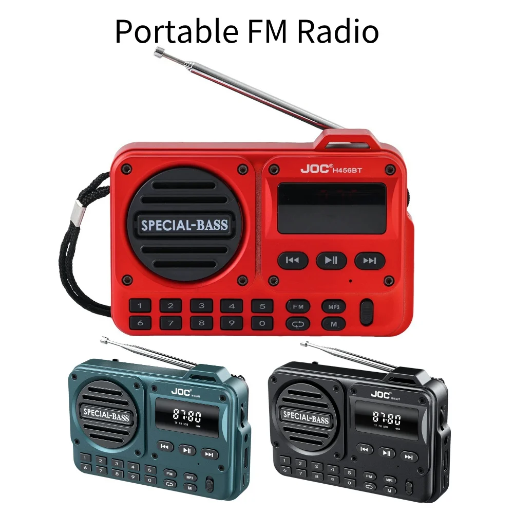 Portable Digital FM Radio Rechargeable Digital Radio Recorder with LED Display BT 5.4 Radio Speaker for Home Travel