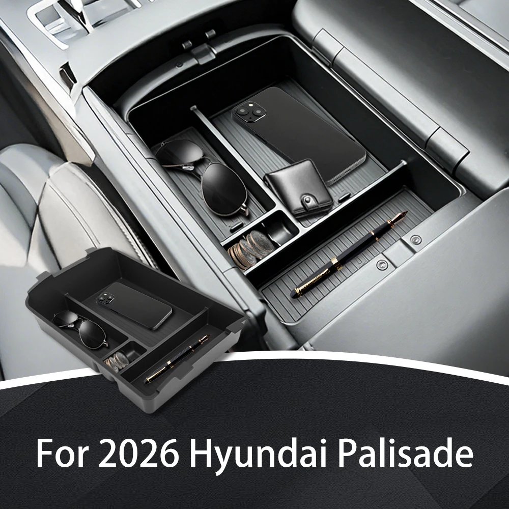 

Для Hyundai Palisade 2026 ящик для хранения центральной консоли ABS верхний подлокотник лоток для Hyundai 2026 Palisade прочный водонепроницаемый