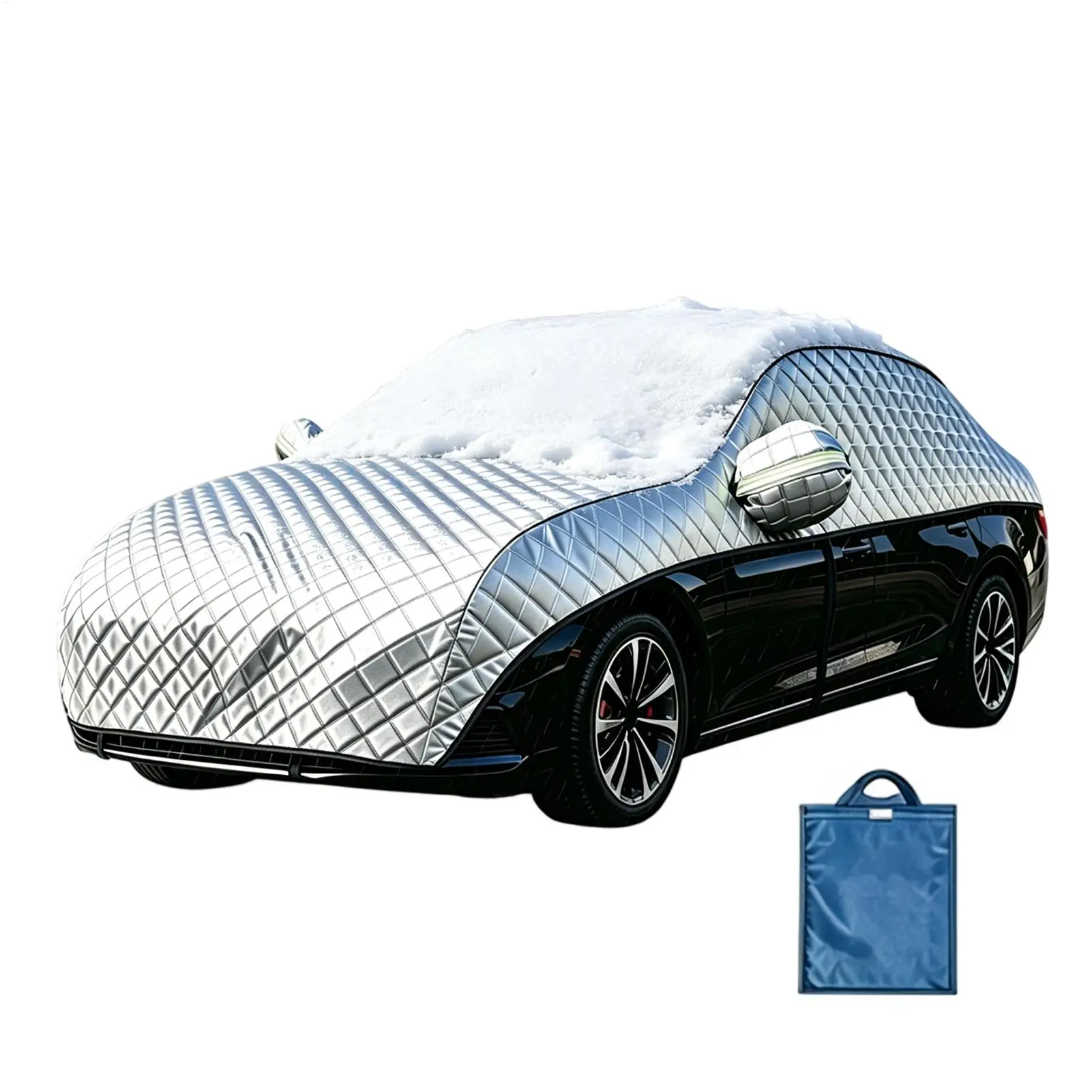 Half Car Cover Half Waterproof Windshield UV Blocking Guard All Seasons Car Hood Cover for Snow Ice Rain Dust Window Top Truck