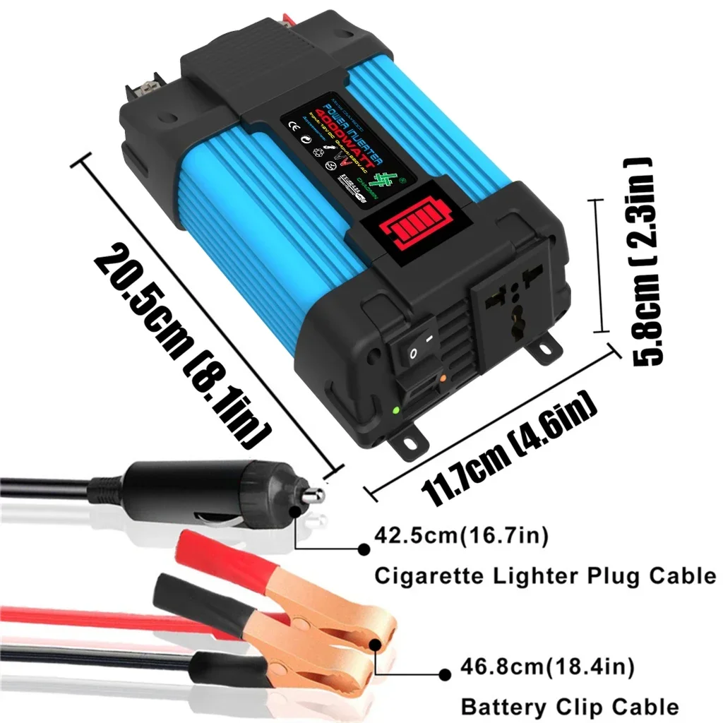 Car Power Inverter12V 110 V 220 V DC to AC Solar Inversor Converter Transformer 12V to 110V 220V  Modified Sine Wave Charge