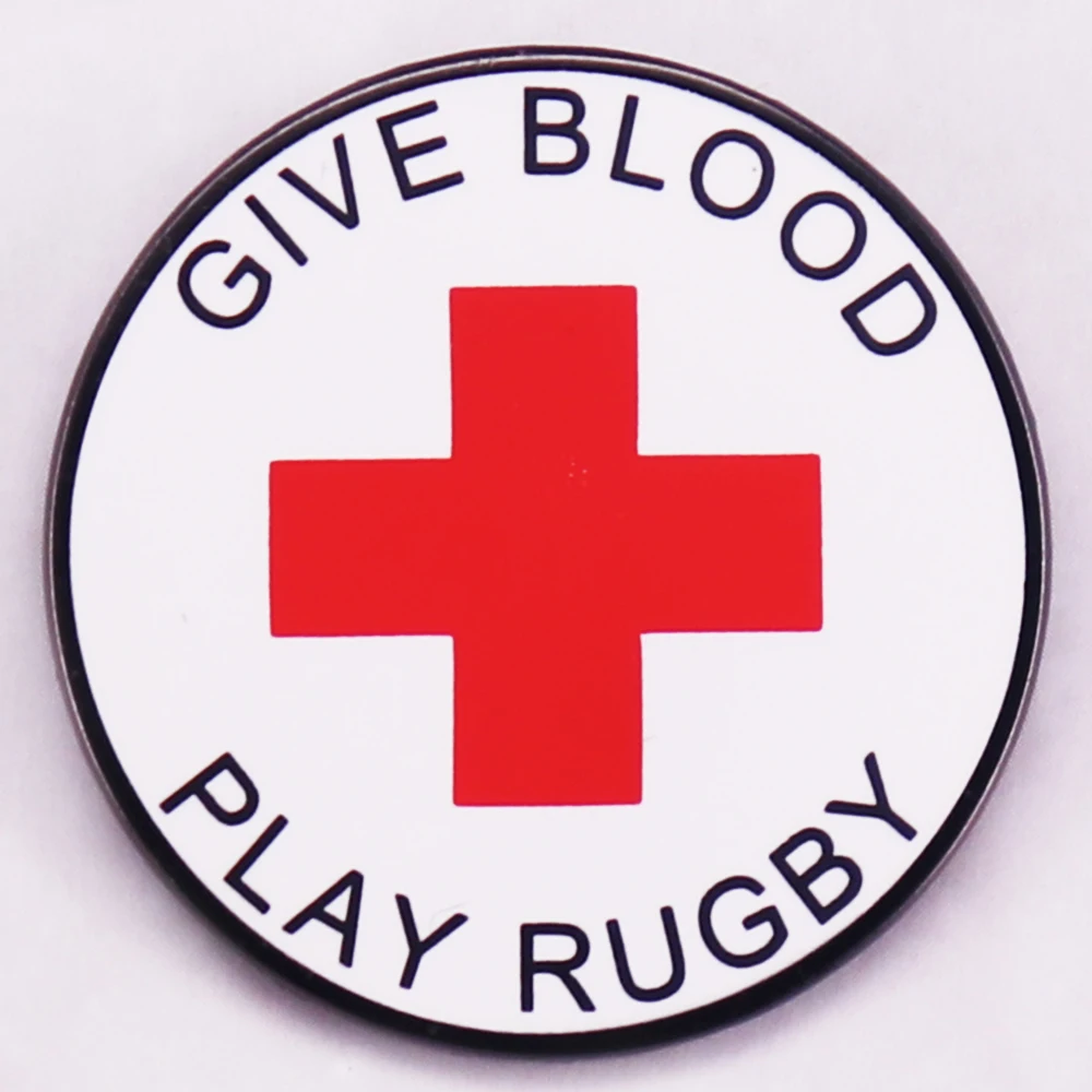 Give Blood ,Play Rugby Enamel Pin Rugger Ruck Ball Player Badge Hat Backpack Decoration