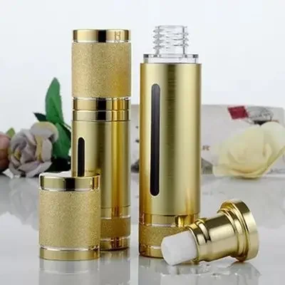 

10pcs 30ml 50ml Top Glittering Gold Silver Empty Vacuum Pump Travel Bottles Airless Makeup Skin Care Containers Packaging