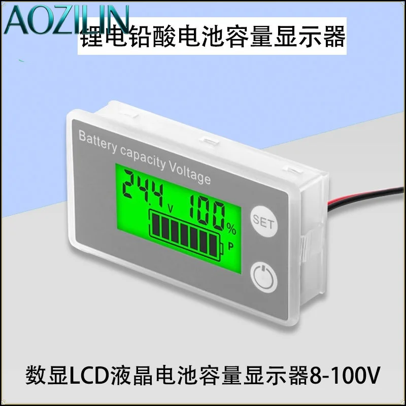 AOZILIN LCD Digital Battery Capacity Voltmeter 8-100V Lithium Lead Acid Battery Indicator Electric Scooter Power Monitor
