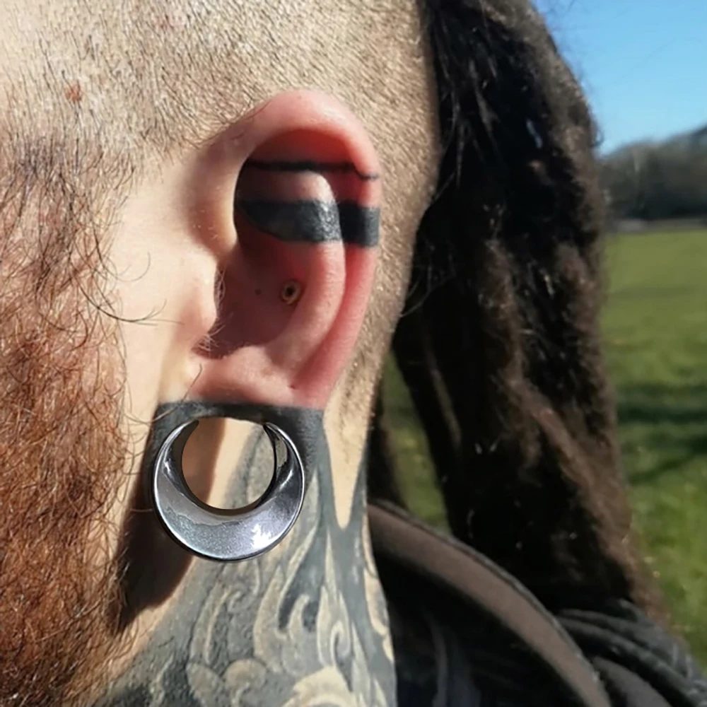 Earblity 2 pezzi manometri per le orecchie in acciaio inossidabile tappi per le orecchie selle tunnel Piercing donna uomo gioielli per il corpo moda