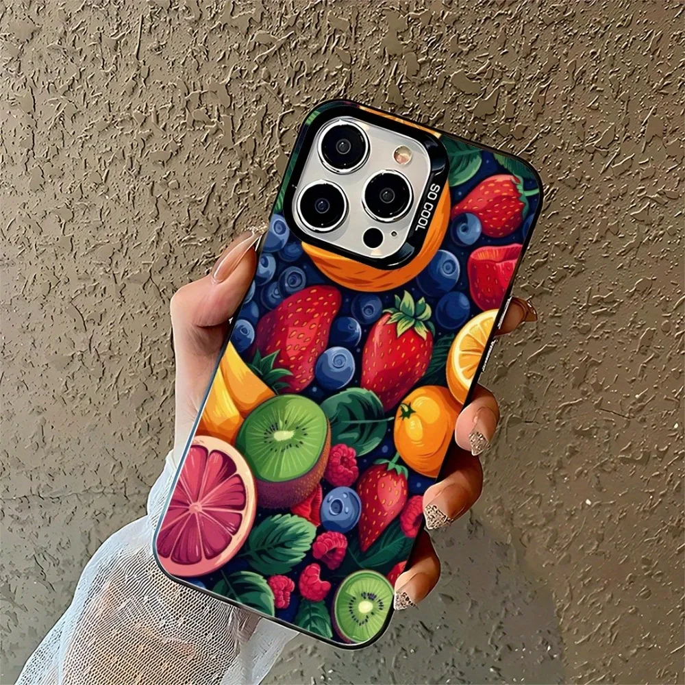 

Colorful fruit design phone case for iPhone 16 15 14 13 12 11 Pro/ Max/Plus shock-proof rear cover anti-fingerprint