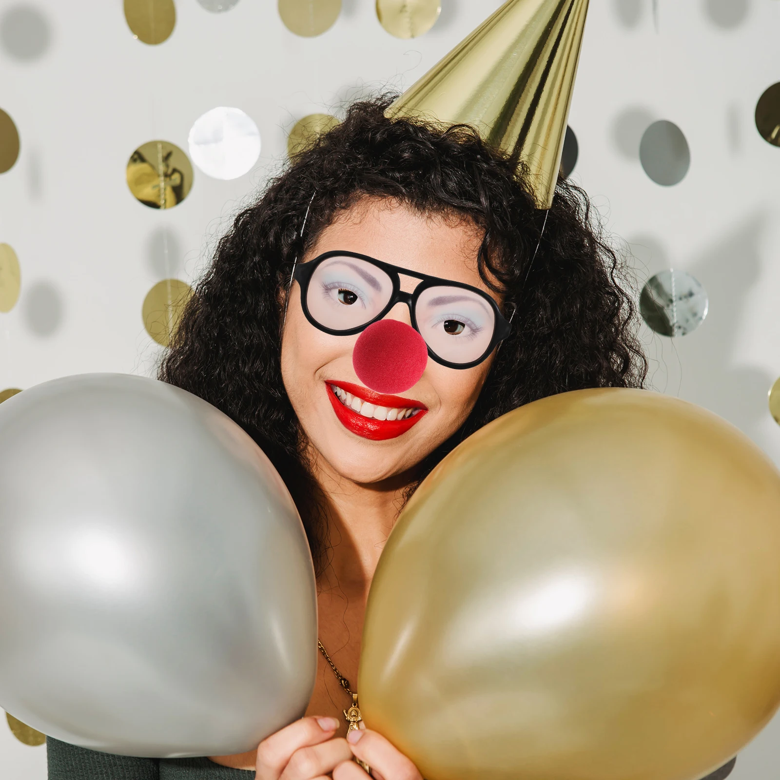 

2pcs Funny Eye Glasses Nose Prank Props Crazy Design Comfortable Abs Material Halloween Party Wedding