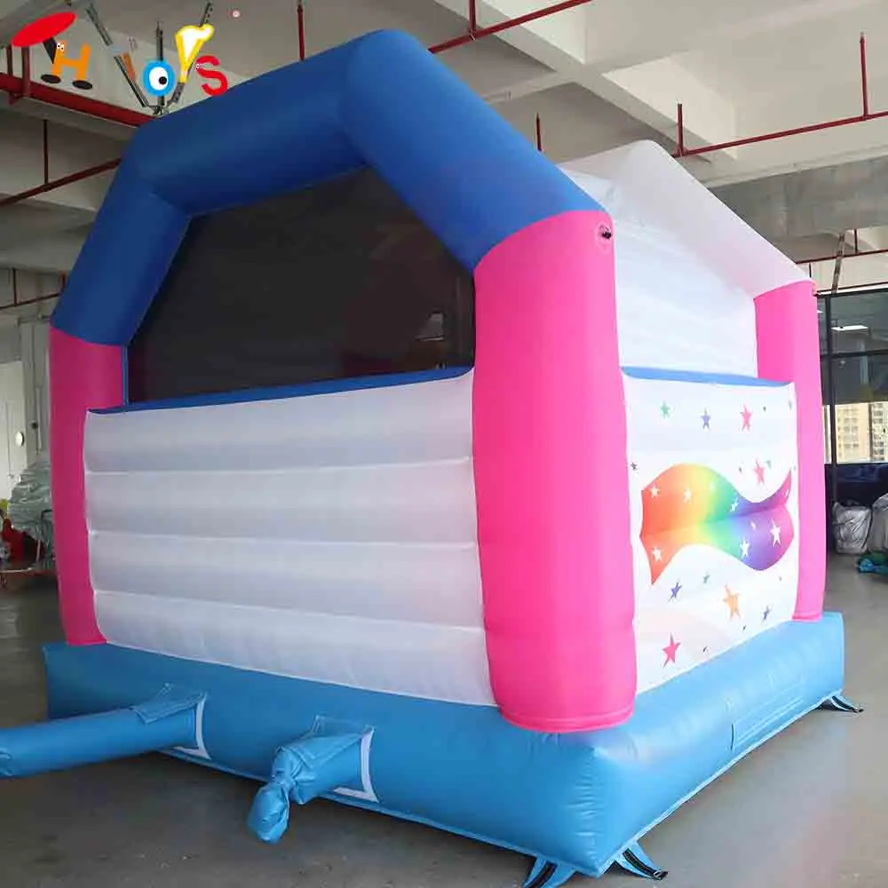 Snelle verzending 4,5x4m opblaasbare glijbaan uitsmijter paard cartoon mooie lucht springkasteel combo met luchtblazer