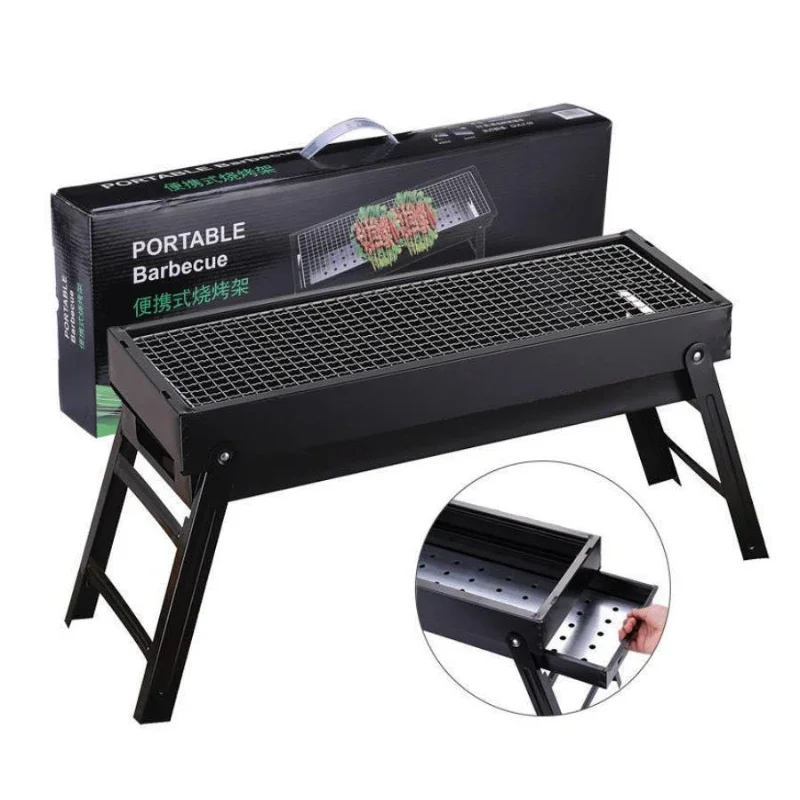 

Folding Barbecue Grill Rack Split Type Drawer Style BBQ Rack Outdoor Charcoal Portable BBQ Home Barbecue Rack