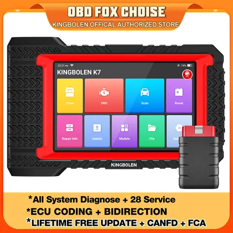 KINGBOLEN K7 OBD2 Scanner ECU Coding Active Test 28 Resets AF Reset ALL System Diagnostic Tools CANFD FCA Lifetime Free Update
