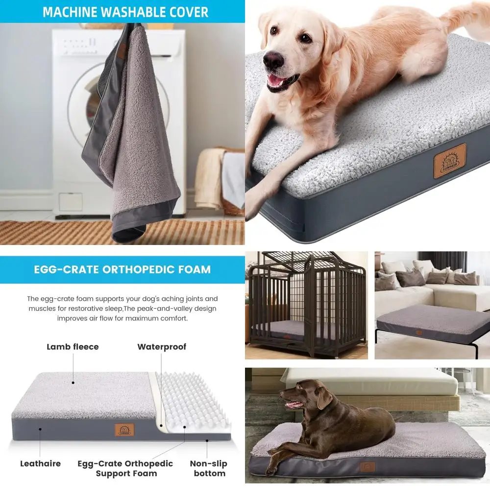 

Large Orthopedic Dog Bed with Removable Cover, Waterproof & Washable, 54x42x4 Inches, Grey