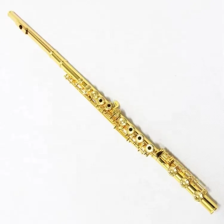 Professional 17 Open Hole Gold Tone Flute Music Instrument Flauta C Tone Premium Quality Gold Flute