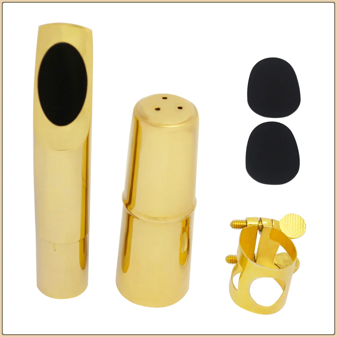 Tenor/Soprano Saxophone Mouthpiece Set Metal Gold Glossy Head + Cap + Clip Special Accessories For Saxophone Instruments