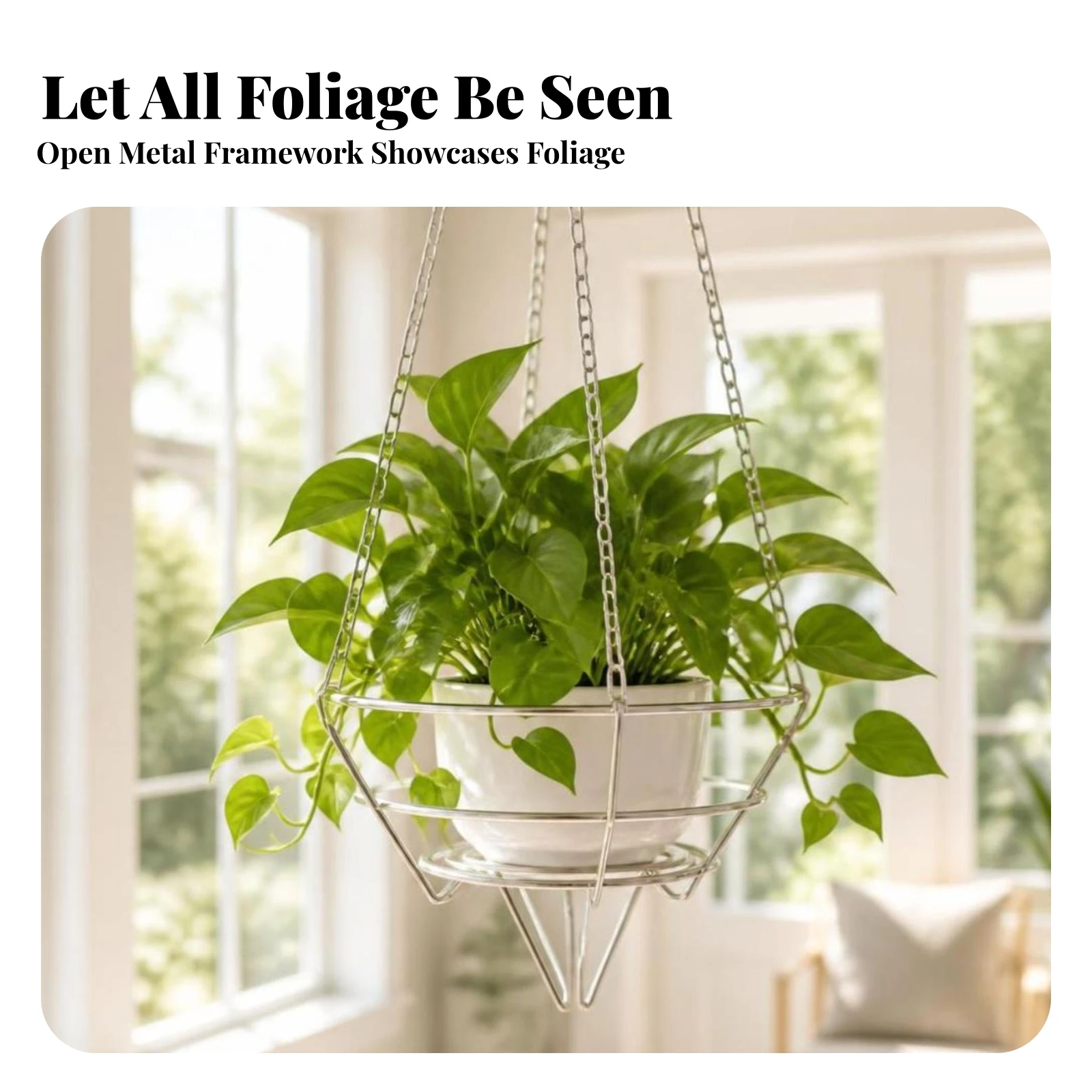 2 Pieces Hanging Planter Insert with Chain Sturdy Hanging Basket Wire Frame Hangers Heavy Duty for Gardeners, Balcony, Patio