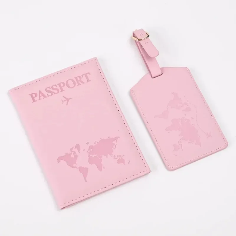 PU Leather Suitcase Address Label Baggage Boarding Bag Tag Name ID Address Passport Holder Travel Accessorie 1Set Luggage Tag