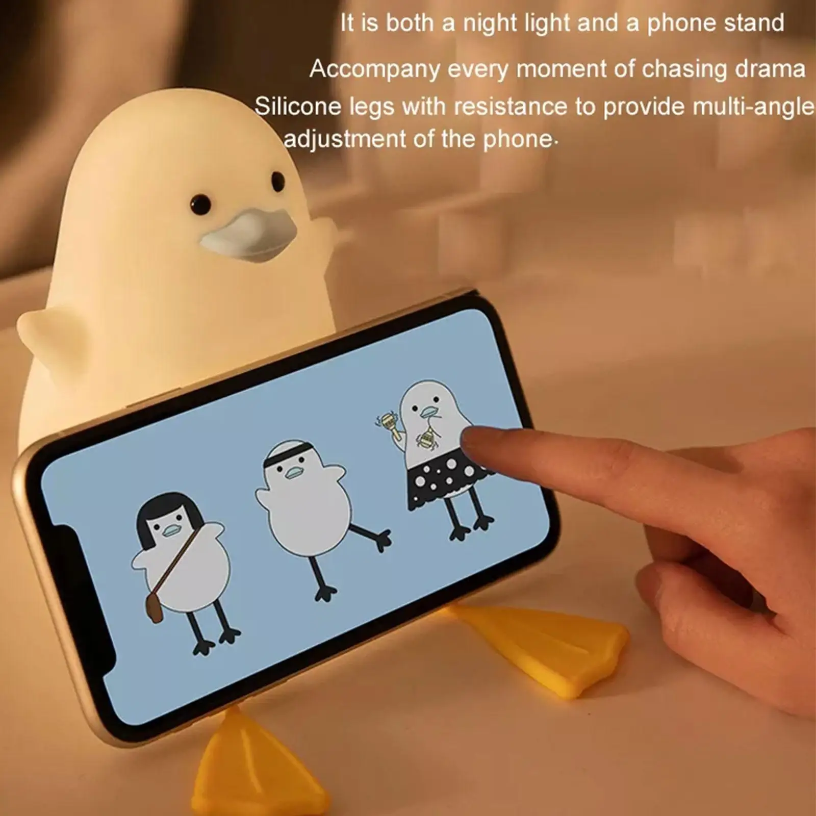 Usb recarregável pato nightlight patting interruptor crianças miúdo quarto lâmpada de cabeceira decoração atmosfera lâmpada mesa presente aniversário