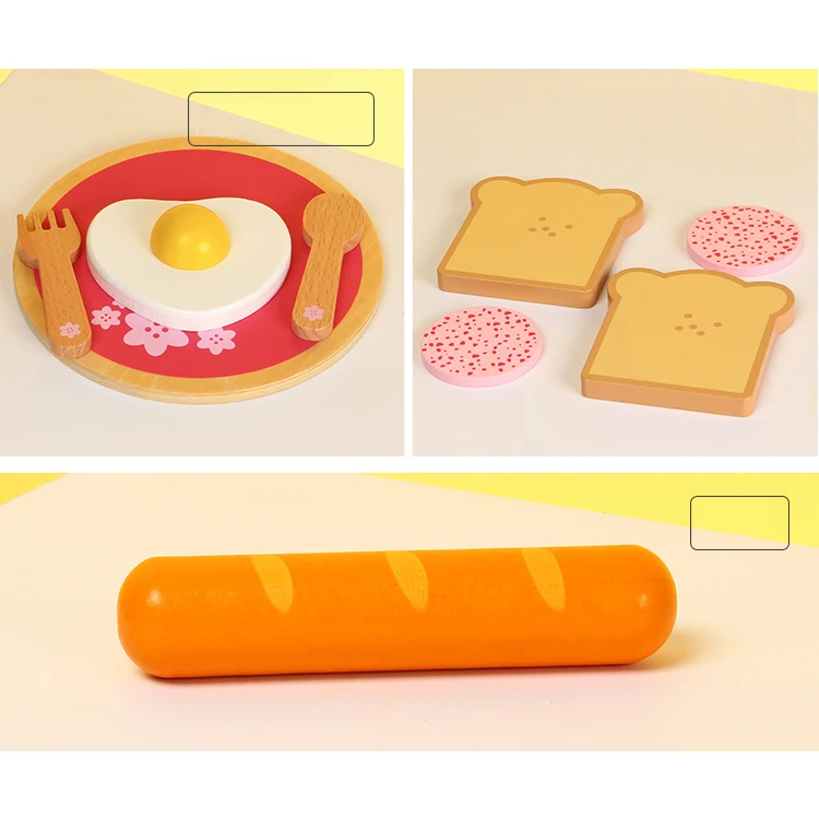 Faire semblant de jouer à la cuisine en bois pour filles, ensemble de thé de l'après-midi, jouets pour enfants, délicieux petit-déjeuner, JxMaker, Montessori, bricolage
